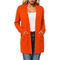 thumbnail image 1 of uublik Jackets for Women Trendy Orange Outdoor Open Front Casual Long Fall Winter Coat with Pockets, 1 of 5