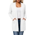 thumbnail image 1 of uublik Jackets for Women Trendy White Outdoor Open Front Casual Long Fall Winter Coat with Pockets, 1 of 5