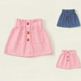 thumbnail image 1 of uublik Jean Skirts for Girls Denim Pink Elastic High Waist A Line Pleated Denim Skirt Size 3T-8, 1 of 6