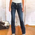 thumbnail image 1 of uublik Jeans for Women Low Rise Straight Jeans Loose Wide Leg Stretchy Denim Pants with Pockets, Blue, 1 of 6