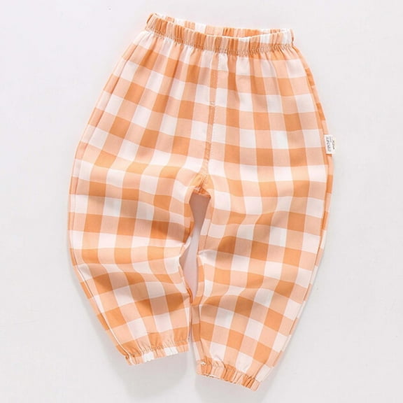 uublik Joggers for Boys Girls Size 2T-10 Summer Pants for Girls Elastic High Waist Corduroy Pants Orange