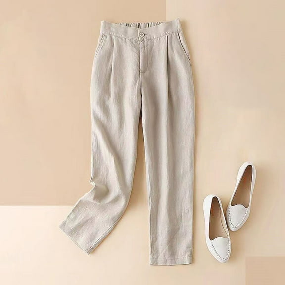 uublik Jogging Pants for Women Beige Loose Ankle Sweatpants for Golf, Athletic, Lounge, Travel, Work