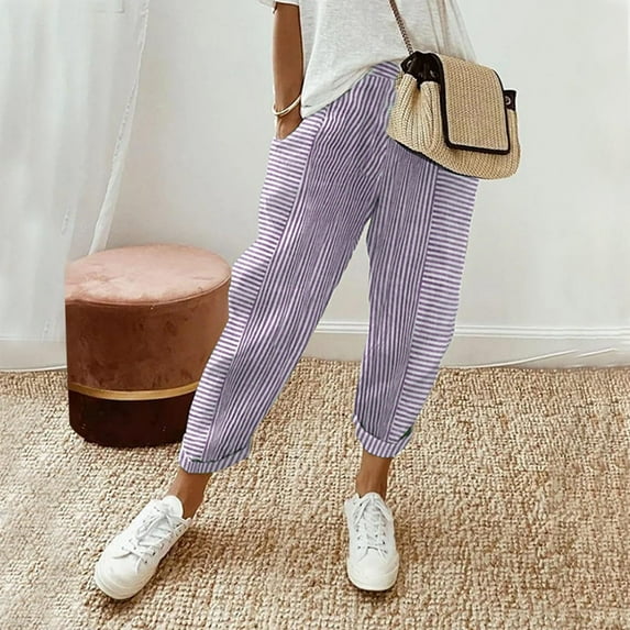 uublik Jogging Pants for Women Purple with Pockets Casual Loose Comfy High Waisted Lounge Pants