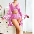 thumbnail image 1 of uublik Junior Pajama Sets Women 3 Piece Lounge Set Long Sleeve Tops and Pant Soft Sleepwear Pink, 1 of 5