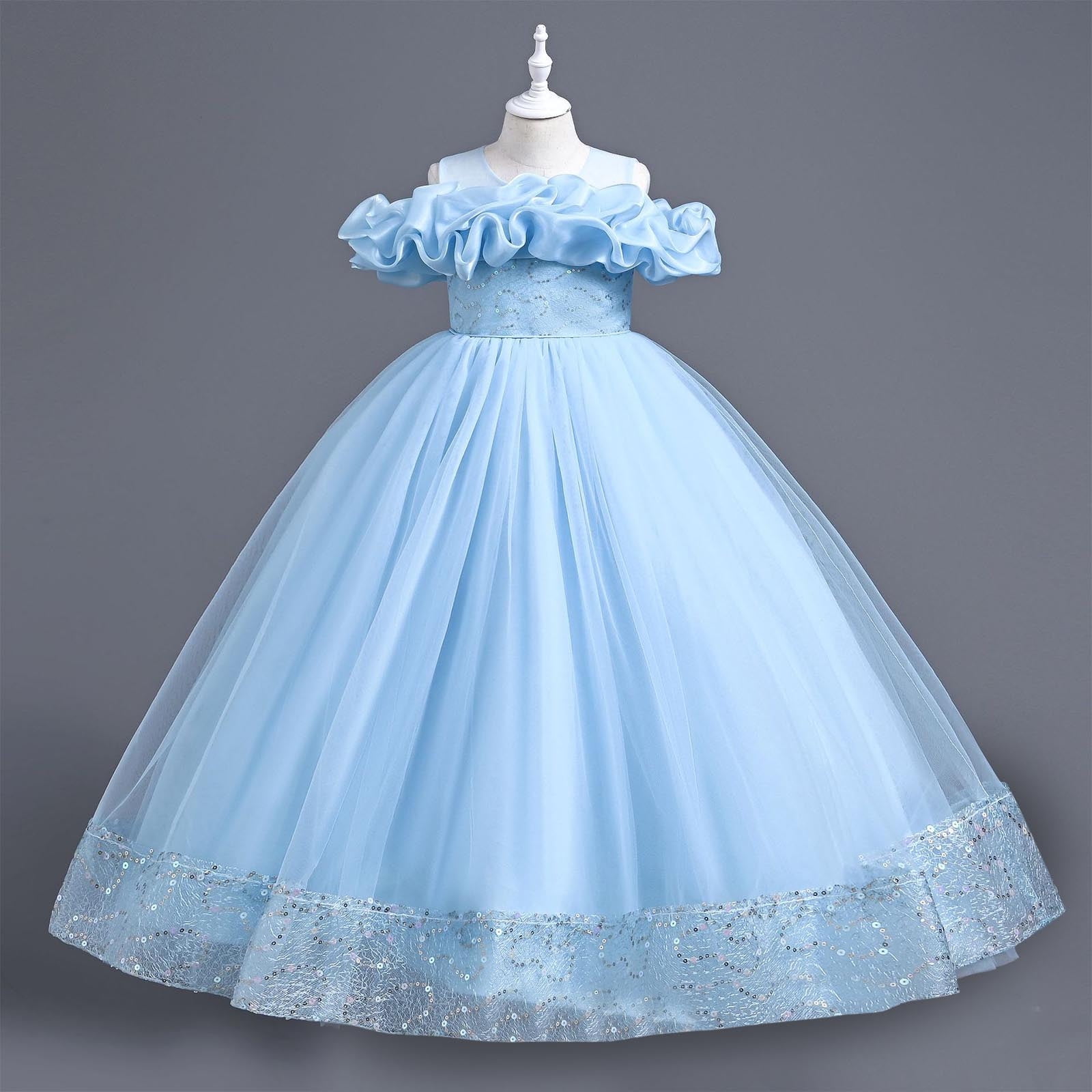 formal girls blue dress Uublik Kids Dresses for Size 7-13 Sleeveless Tulle Dresses Kids Birthday Formal Wedding Pageant Princess Anthropologie bailey 44 bodycon Size:Large (16-18) tuesjan20try Pageant dresses Average production time is
