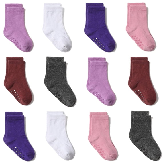 uublik Kids Grip Socks Anti-slip Dispensing Warm 1-7 Years Grippy Socks 12-Pairs