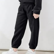uublik Kids Loungewear Pajama Pants Elastic Waist Fleece Warm Loungewear Pj Bottoms Black Size 3T-10