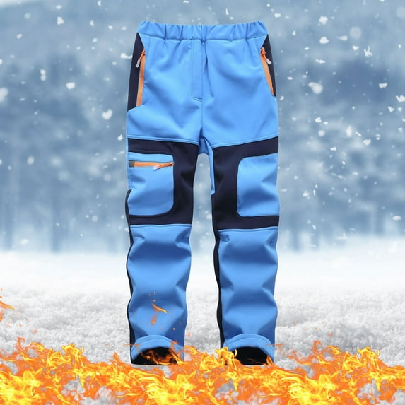 uublik Kids Sweat Pants Waterproof Fashion Keep Warm Fleece Lined Outdoor Hiking Pants for Boys Girls