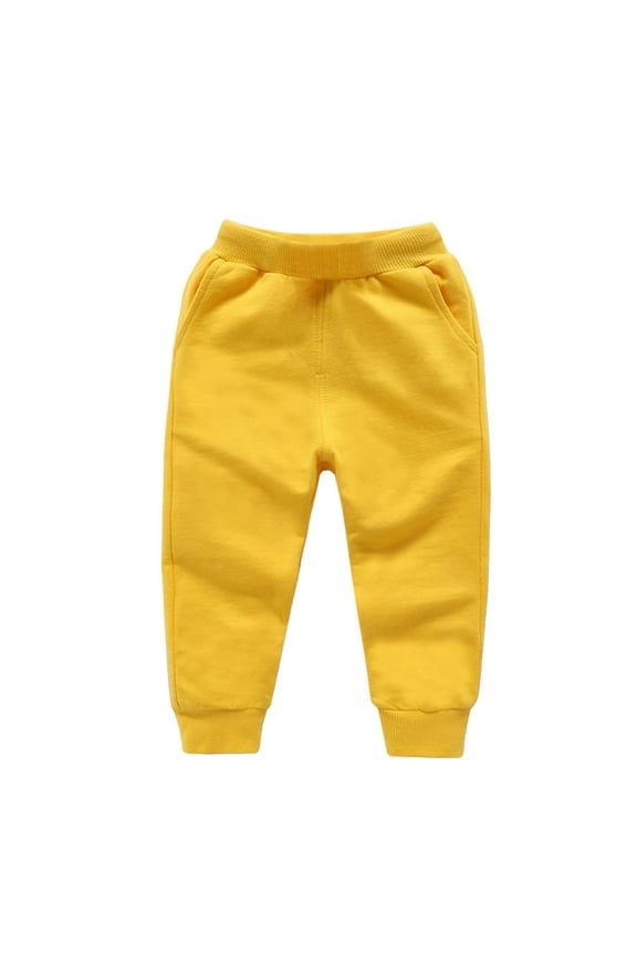 Kids Sweat Pants with Pockets Solid Colour Soft Elastic Waist Jogger Cargo Pants