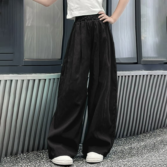 uublik Kids Track Pants Size 5T-16 Casual Pants Elastic Waist Hiking School Uniform Sweatpants Joggers Black