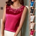 thumbnail image 1 of uublik Lace Tank Tops for Women Wine Dressy Casual Blouses Sleeveless Silk Shirts, 1 of 5