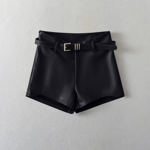 uublik Leather Shorts for Women Super Soft Shorts Casual Black