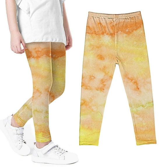 uublik Leggings Girls Multicolor Tie Dye Full Length Leggings Soft Comfortable Footless Leggings Stretchy Tights Pants, Size 3T-8