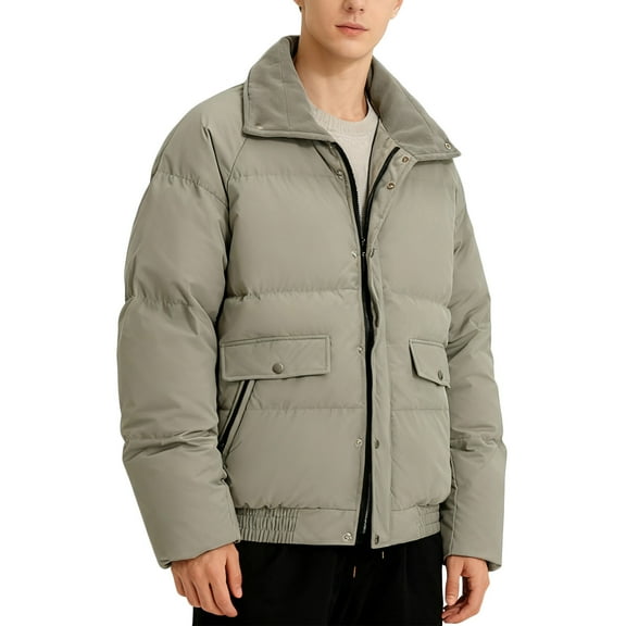 uublik Light Puffer Jacket Men Winter Warm Snow Coat Windbreaker Work Outerwear Snowboarding Jackets Green