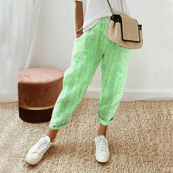 uublik Light Weight Pants for Women Green with Pockets Casual Loose Comfy High Waisted Lounge Pants