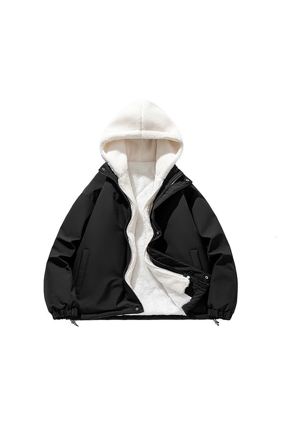 Lightweight Down Jacket Men Winter Warm Snow Coat Windbreaker Hooded Work Outerwear Snowboarding Jackets Black