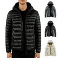 thumbnail image 1 of uublik Lightweight Puffer Jacket Men Winter Warm Snow Coat Windbreaker Hooded Work Outerwear Snowboarding Jackets Black, 1 of 5