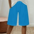 thumbnail image 1 of uublik Linen Bermuda Shorts for Women Casual High Waisted Beach Shorts Wide Leg Drawstring Cute Summer Vacation Outfit Dark Blue, 1 of 5