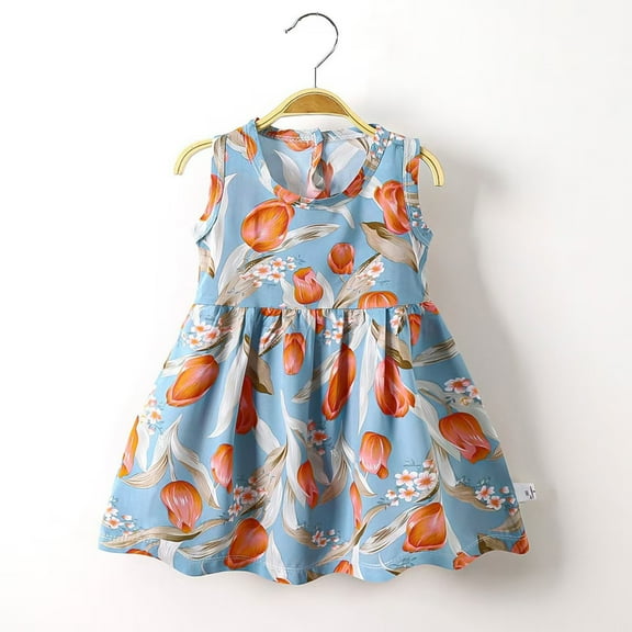 uublik Little Girls Dresses Size 6M-11 Sleeveless Tank Dresses Summer Casual A-Line Flowy Sundress Beach Outfit Green