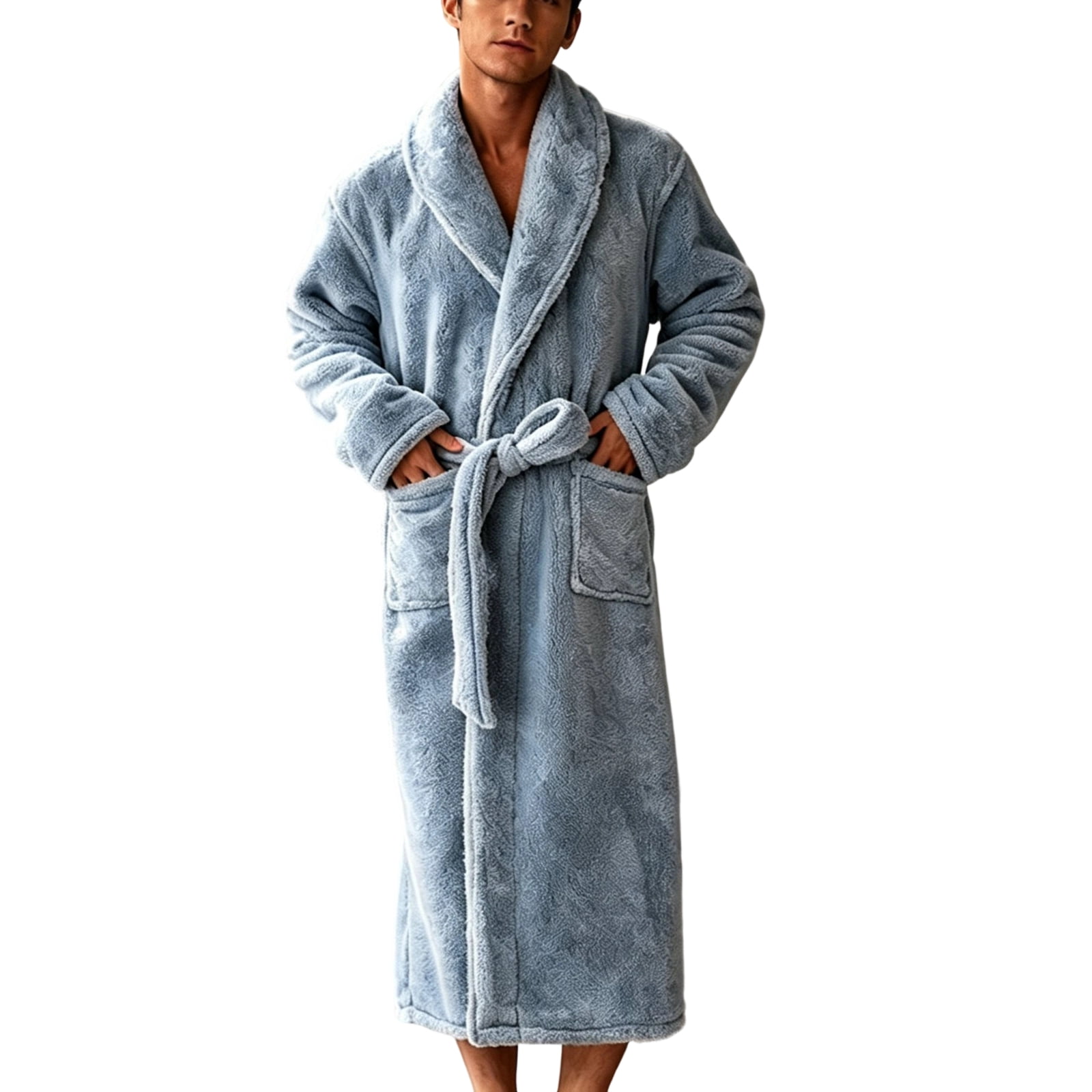 uublik Long Robes for Men Blue Soft Warm Quick Dry Water Absorbent Spa ...