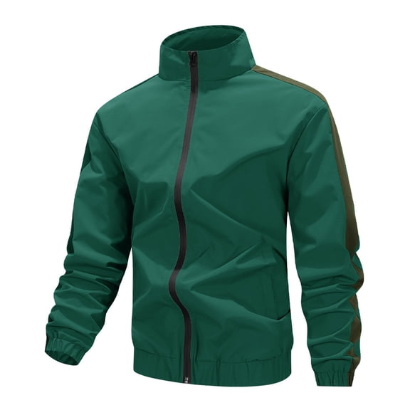 uublik Men Jacket Full Zip Up Lightweight Jacket Casual Stylish with Pockets for Outdoor Office Green