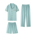 thumbnail image 1 of uublik Men Pajama Set 3pcs Short Sleeve Sleepwear Button Down Pjs Sets Classic Loungewear Nightwear, Mint Green, 1 of 2