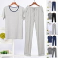 thumbnail image 1 of uublik Men Pajama Set Comfy Sleepwear Short Sleeve Pjs Set Soft 2 Piece Lounge Set Cozy Nightwear with Pockets, Gray, 1 of 5