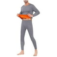 thumbnail image 1 of uublik Men Pajama Set Long Johns Set Fleece Lined Base Layer for Cold Weather Winter Clothes, Gray, 1 of 5