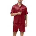 thumbnail image 1 of uublik Men Pajama Set Short Sleeve Sleepwear 2 Piece Pj Sets for Men Soft Nightwear with Pockets, Red, 1 of 5
