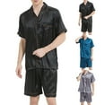thumbnail image 1 of uublik Men Pajama Sets Short Sleeve Sleepwear 2 Piece Pj Sets for Men Soft Nightwear with Pockets, Black, 1 of 5