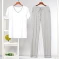 thumbnail image 1 of uublik Men Pajamas Sets Comfy Sleepwear Short Sleeve Pjs Set Soft 2 Piece Lounge Set Cozy Nightwear with Pockets, White, 1 of 3