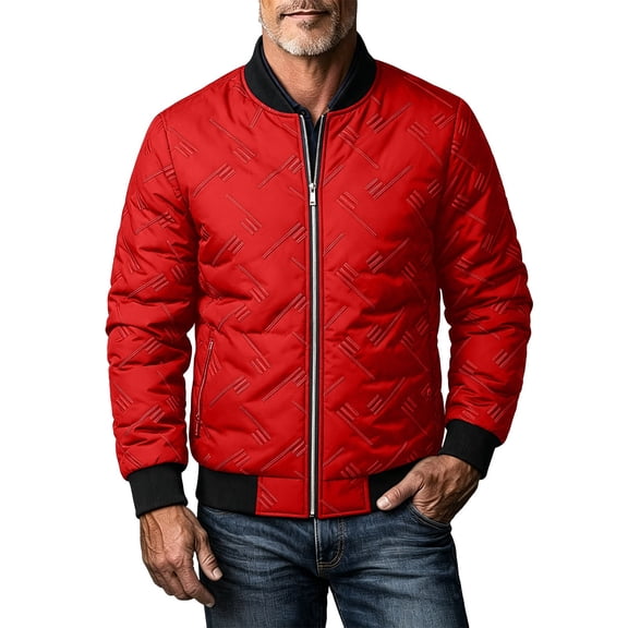 uublik Men Puffer Jacket Red Warm Snow Jacket Windproof Winter Jacket for Cold Weather