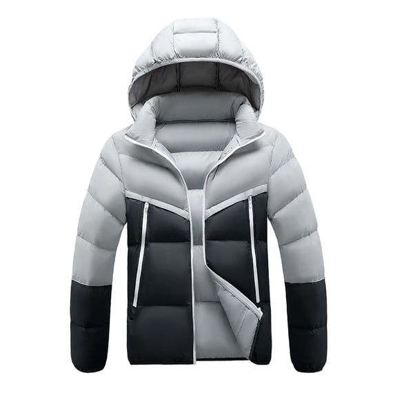 uublik Men Puffer Jacket Winter Warm Snow Coat Windbreaker Hooded Work Outerwear Snowboarding Jackets White