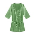 thumbnail image 1 of uublik Men Satin Pajamas Hooded Bathrobe Belted Bath Robe Sleepwear Without Shorts Green, 1 of 4