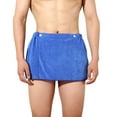thumbnail image 1 of uublik Men Shorts Bathrobe Sleep Bottoms Pajamas Nightwear Short Towel Pants Bathrobe Blue, 1 of 4