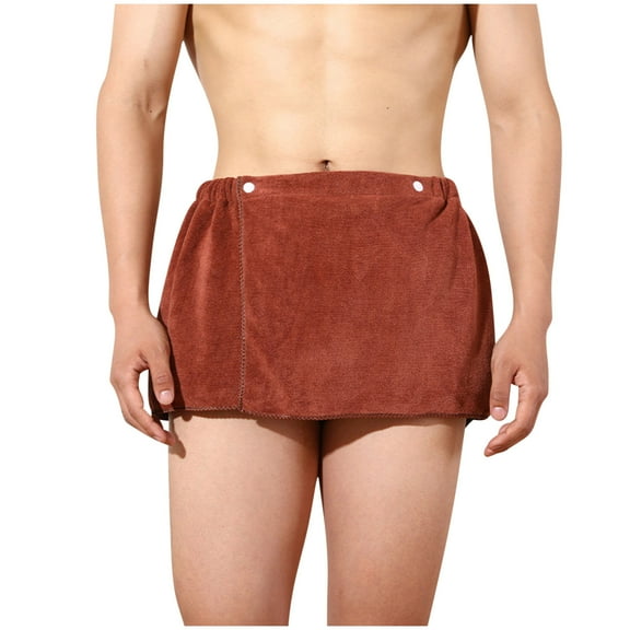 uublik Men Shorts Bathrobe Sleep Bottoms Pajamas Nightwear Short Towel Pants Bathrobe Coffee