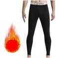 thumbnail image 1 of uublik Men Thermal Pants Fleece Base Layer Winter Base Layer Cold Weather Bottom, Black, 1 of 5