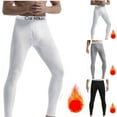 thumbnail image 1 of uublik Men Thermal Pants Fleece Base Layer Winter Base Layer Cold Weather Bottom, White, 1 of 4