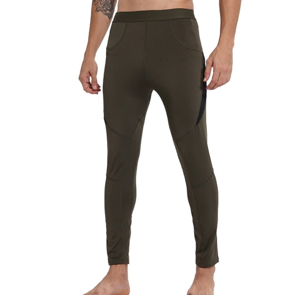 uublik Men Thermal Pants Sports Tights Leggings Winter Athletic Baselayer Bottoms, Army Green