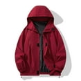 thumbnail image 1 of uublik Men Windbreaker Jackets Waterproof with Hooded Hiking Coat Lightweight Rain Jacket Red, 1 of 5