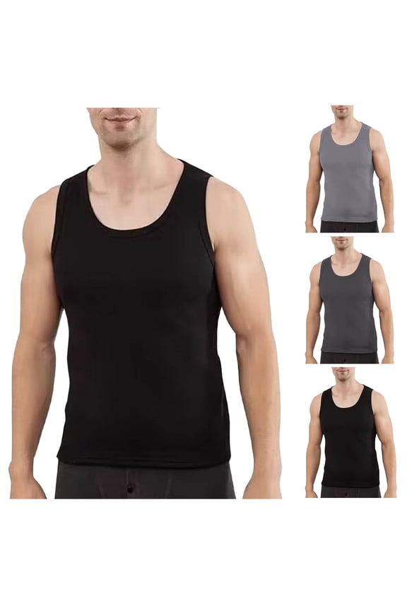 Men's Base Layer Thermal Underwear Underwear Tops Warm Undershirt Base Layer Vest, Black