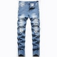 thumbnail image 1 of uublik Men's Fashion Washed Straight Fit Slim Jeans Blue, 1 of 5