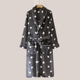 thumbnail image 1 of uublik Men's Flannel Fleece Hooded Robe Soft Shawl Collar Full Length Love Print Robe Gray, 1 of 3