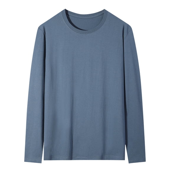 Asgosdo Men's Lightweight Baselayer Crew Top Long Sleeve Tops Athletic Base Layer Long John Shirts for Men, Blue