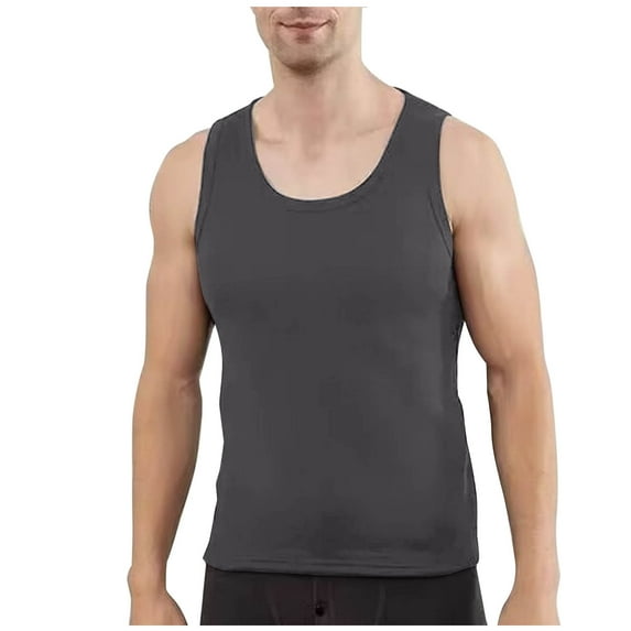 uublik Men's Lightweight Baselayer Crew Top Underwear Tops Warm Undershirt Base Layer Vest, Dark Gray