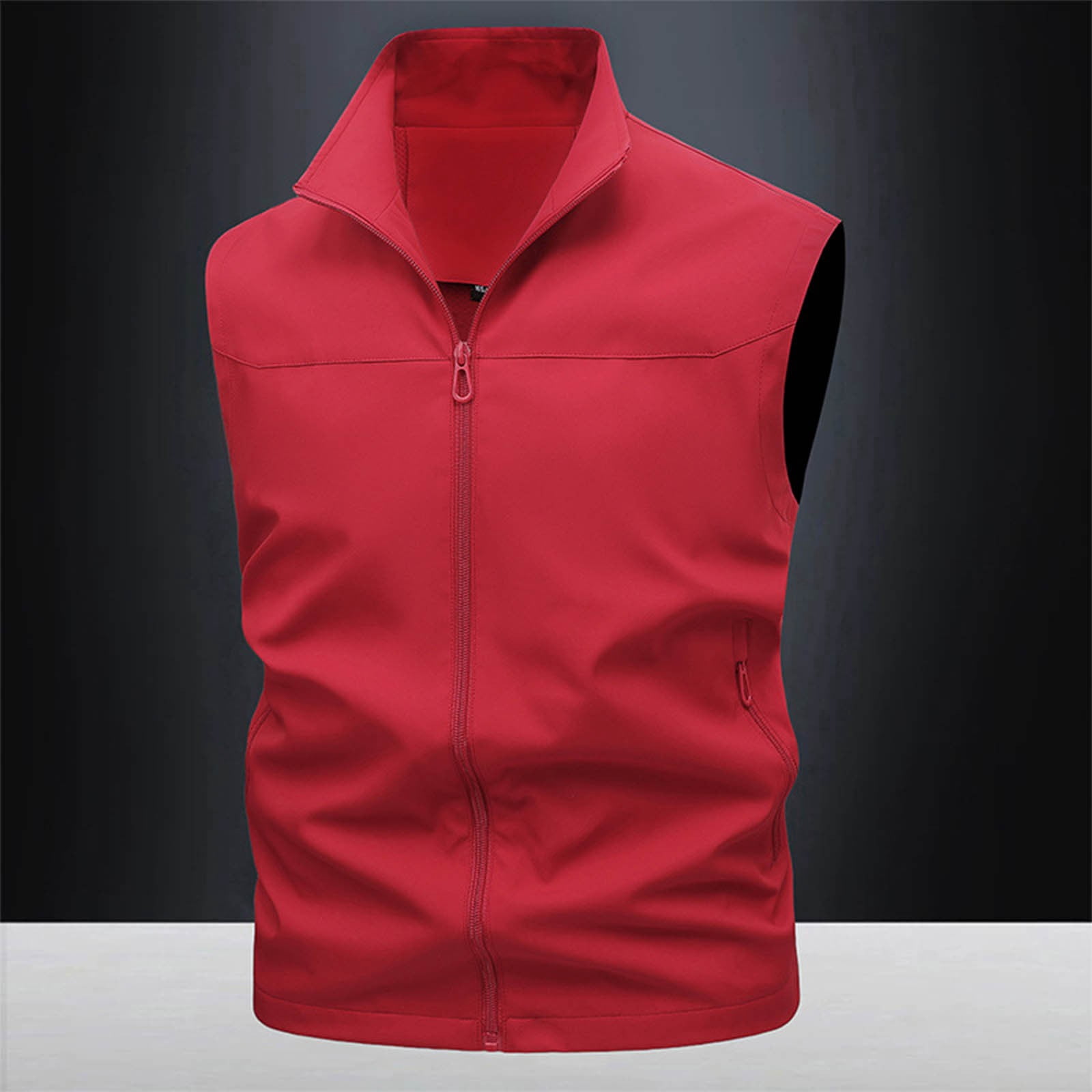 uublik Men's Lightweight Vest Sleeveless Outdoor Work Jacket for Travel Hiking Running Red