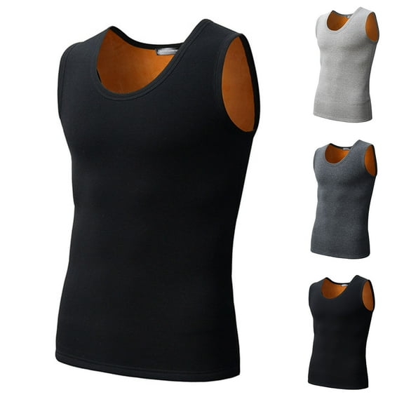 uublik Men's Long Sleeve Shirts Thermal Underwear Vest Keep Warm Thermal Sleeveless Vest Tank Tops, Black