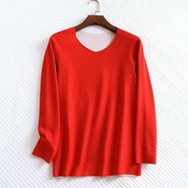 uublik Men's Long Sleeve Tees Long Sleeve V Neck Undershirts Basic Casual Winter Tops, Red