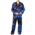 thumbnail image 1 of uublik Men's Pajama Sets Long Sleeve Pajamas for Men Lounge Plaid Pjs Set with Pockets, Blue, 1 of 4