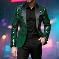 thumbnail image 1 of uublik Men's Performance Sequin Blazer One Button Lightweight Sport Coats Suit Jacket Green, 1 of 5